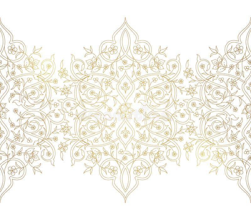 Sömlös gräns för vektortappning i östlig stil royaltyfri illustrationer Sömlös gräns för vektortappning i östlig stil royaltyfri illustrationer