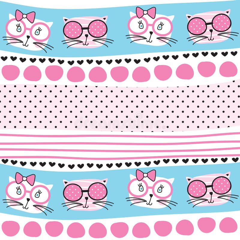 Sömlös gullig illustration för kattmodellvektor stock illustrationer Sömlös gullig illustration för kattmodellvektor stock illustrationer