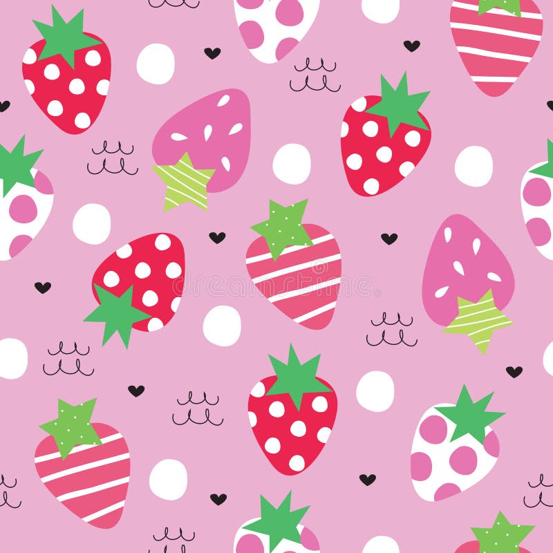 Sömlös illustration för jordgubbemodellvektor stock illustrationer Sömlös illustration för jordgubbemodellvektor stock illustrationer
