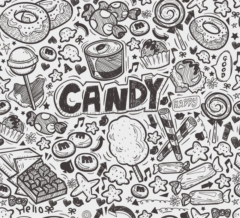 Seamless doodle candy pattern,cartoon vector illustration. Seamless doodle candy pattern,cartoon vector illustration