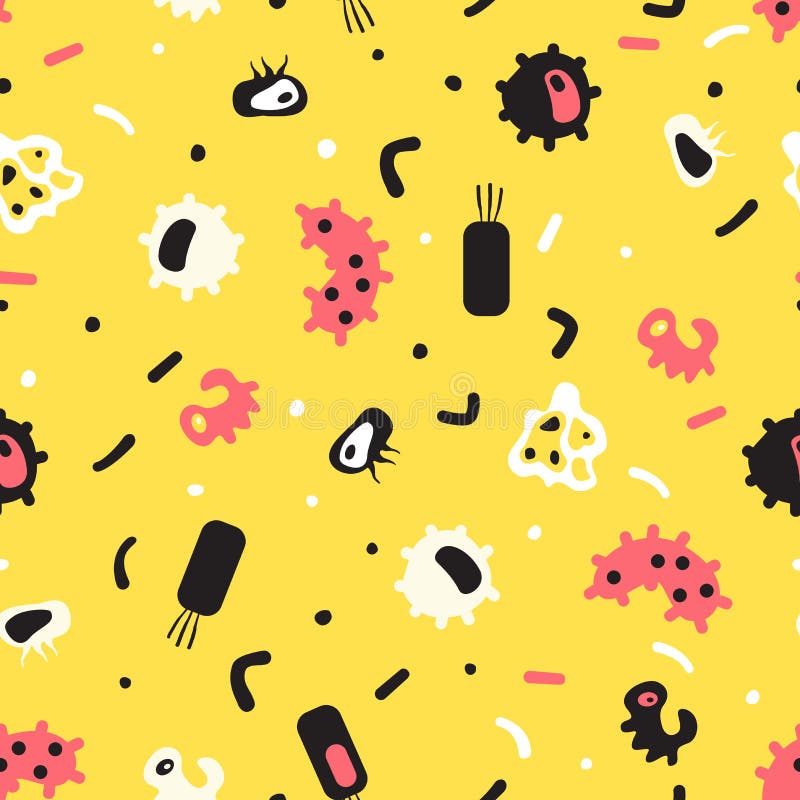 Sömlös modell av bakterier, virus, celler, bakterier, epidemisk baci royaltyfri illustrationer Sömlös modell av bakterier, virus, celler, bakterier, epidemisk baci royaltyfri illustrationer