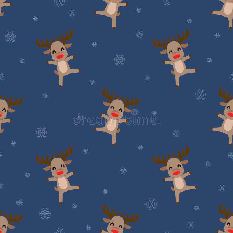 Sömlös modell av julrenen med fortlöpande bakgrund för snö för ferieberöm royaltyfri illustrationer Sömlös modell av julrenen med fortlöpande bakgrund för snö för ferieberöm royaltyfri illustrationer