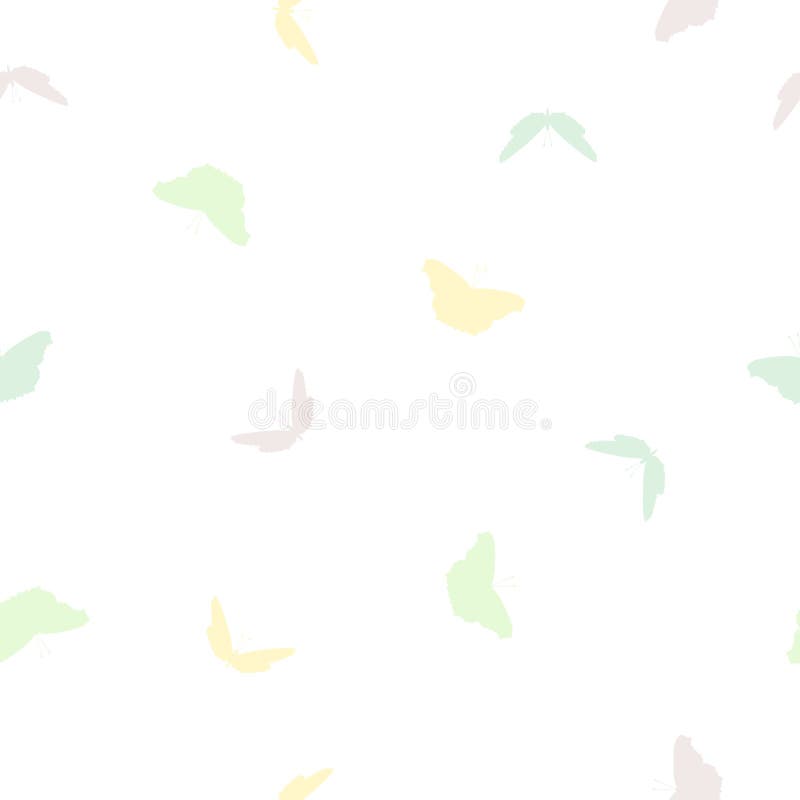 Sömlös modell för fjäril som är flerfärgad på vit, pastellfärgade färger vektor illustrationer Sömlös modell för fjäril som är flerfärgad på vit, pastellfärgade färger vektor illustrationer