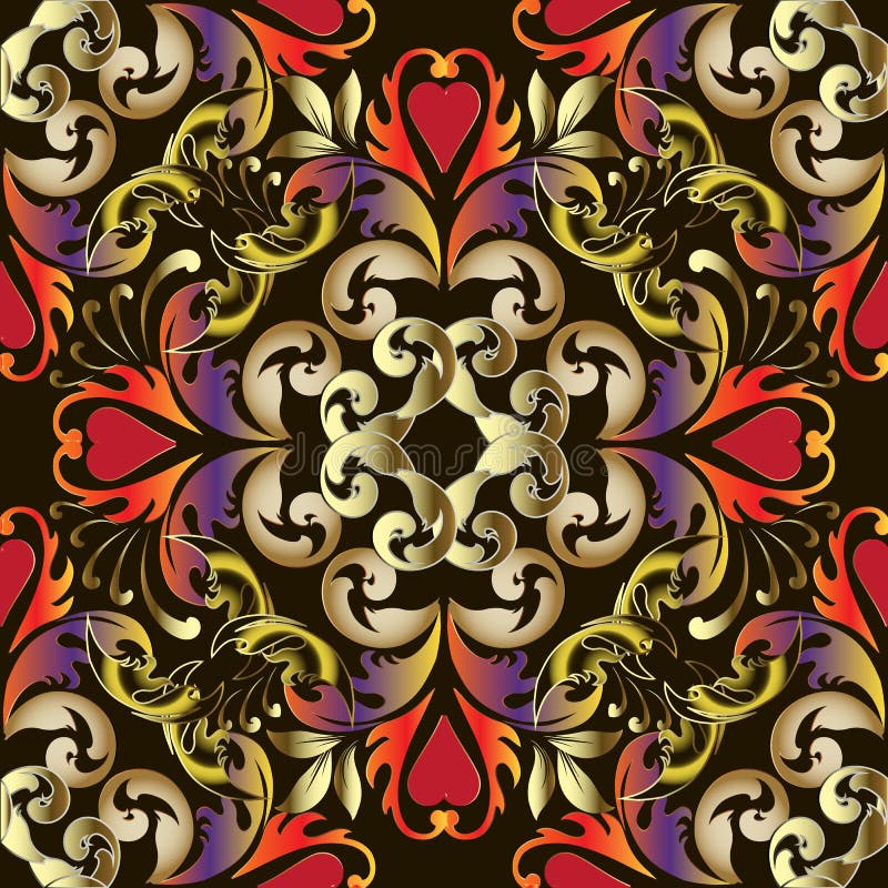 Sömlös modell för färgrik barock vektor Damast dekorativa flor royaltyfri illustrationer Sömlös modell för färgrik barock vektor Damast dekorativa flor royaltyfri illustrationer