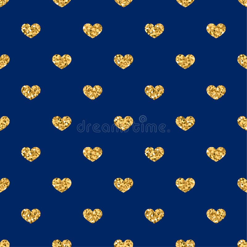 Sömlös modell för guld- hjärta Guld- geometriska konfetti-hjärtor på blå bakgrund Symbol av förälskelse, valentindagferie vektor illustrationer Sömlös modell för guld- hjärta Guld- geometriska konfetti-hjärtor på blå bakgrund Symbol av förälskelse, valentindagferie vektor illustrationer