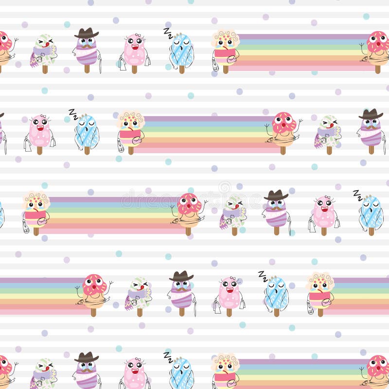 Sömlös modell för gullig glassteckenvektor royaltyfri illustrationer Sömlös modell för gullig glassteckenvektor royaltyfri illustrationer