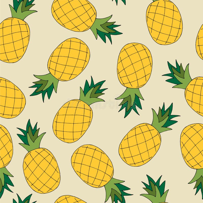 Sömlös modell för handattraktion av ananas också vektor för coreldrawillustration royaltyfri illustrationer Sömlös modell för handattraktion av ananas också vektor för coreldrawillustration royaltyfri illustrationer