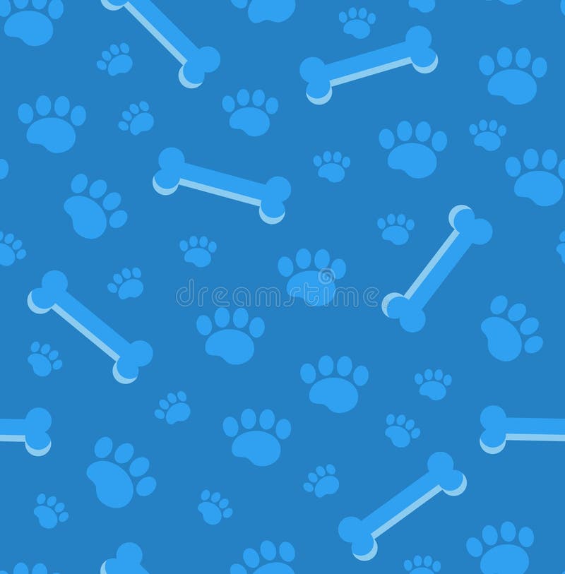 Dog bones seamless pattern. Bone and traces of puppy paws repetitive texture. Doggy endless background. Vector illustration. Dog bones seamless pattern. Bone and traces of puppy paws repetitive texture. Doggy endless background. Vector illustration