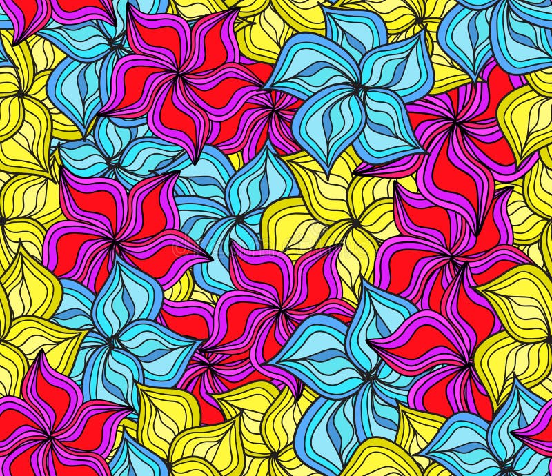 Sömlös modell för härlig färgrik vektor med ljusa tropiska blommor stock illustrationer Sömlös modell för härlig färgrik vektor med ljusa tropiska blommor stock illustrationer