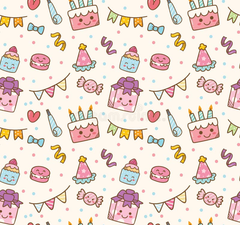 S?ml?s modell f?r Kawaii f?delsedagmaterial royaltyfri illustrationer S?ml?s modell f?r Kawaii f?delsedagmaterial royaltyfri illustrationer