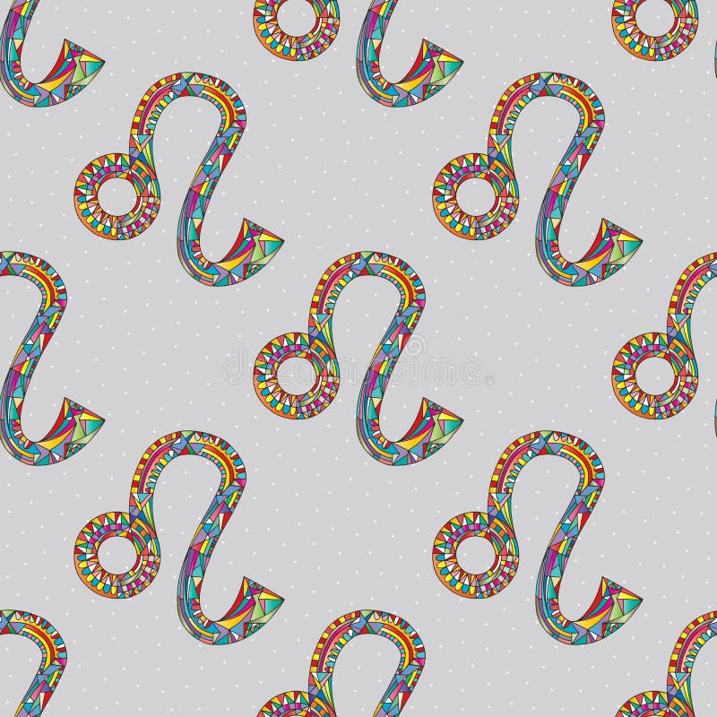 Sömlös modell för lejonzodiaktecken Magisk symbolbakgrund för horoskop Hand dragen astrologisk färgrik textur för wallpape royaltyfri illustrationer Sömlös modell för lejonzodiaktecken Magisk symbolbakgrund för horoskop Hand dragen astrologisk färgrik textur för wallpape royaltyfri illustrationer