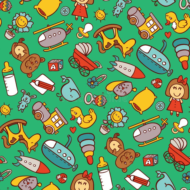 Sömlös modell för leksaker stock illustrationer Sömlös modell för leksaker stock illustrationer