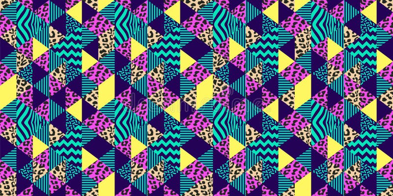 Sömlös modell för leopardhud med den moderiktiga geometriska färgrika tropiska illustrationen för färgbakgrundsvektor som är klar vektor illustrationer