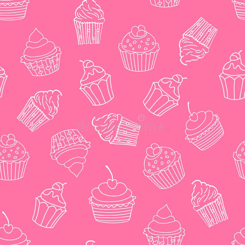 Sömlös modell för muffin på rosa bakgrund söt modell också vektor för coreldrawillustration vektor illustrationer Sömlös modell för muffin på rosa bakgrund söt modell också vektor för coreldrawillustration vektor illustrationer