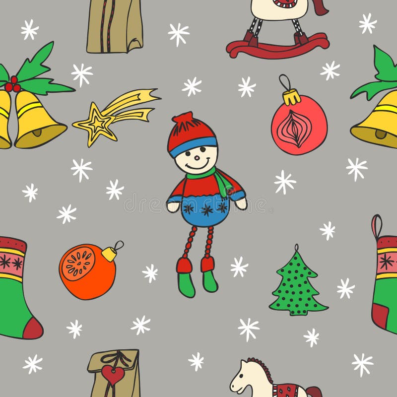 Sömlös modell för nytt år lyckligt nytt år lycklig ferievinter glad jul Den drog handen klottrar illustrationen stock illustrationer Sömlös modell för nytt år lyckligt nytt år lycklig ferievinter glad jul Den drog handen klottrar illustrationen stock illustrationer
