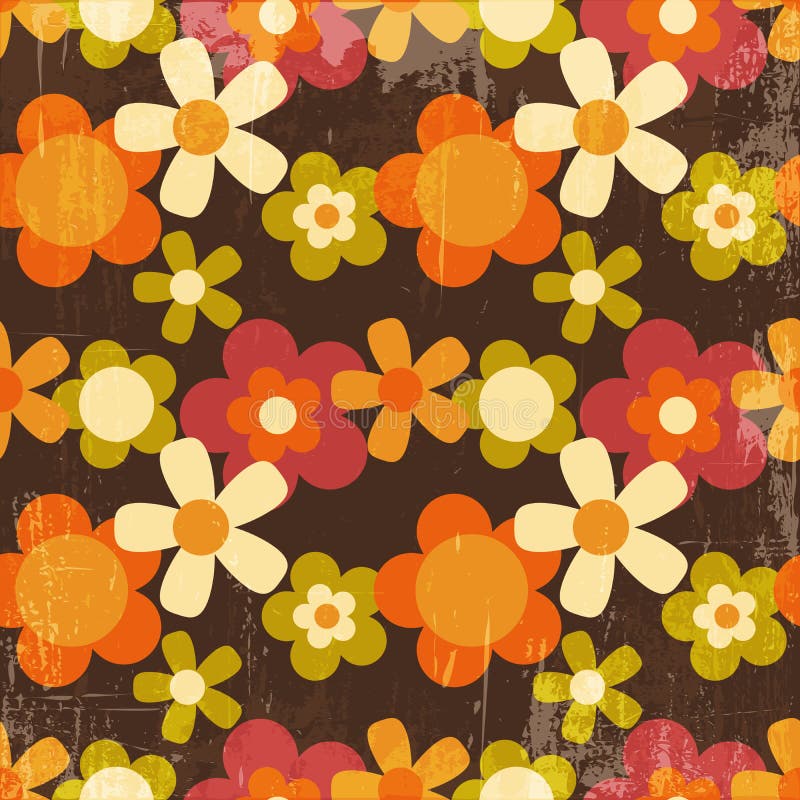 Sömlös modell för Retro blomma för stil färgrik royaltyfri illustrationer Sömlös modell för Retro blomma för stil färgrik royaltyfri illustrationer
