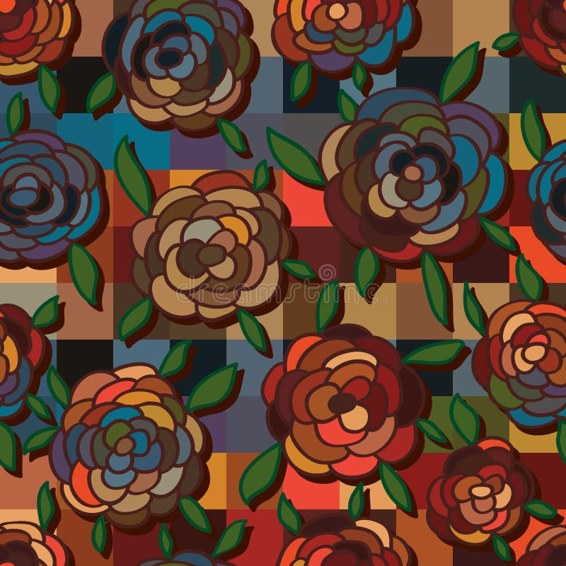 Sömlös modell för rosa tappningteckningsstil stock illustrationer Sömlös modell för rosa tappningteckningsstil stock illustrationer