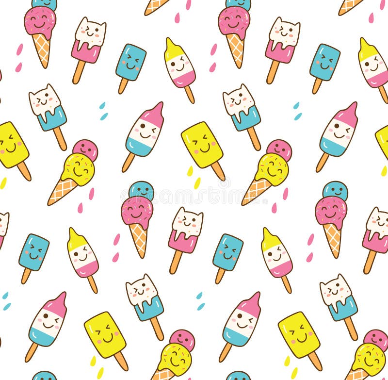 Sömlös modell för sommar med glasskotten vektor illustrationer Sömlös modell för sommar med glasskotten vektor illustrationer