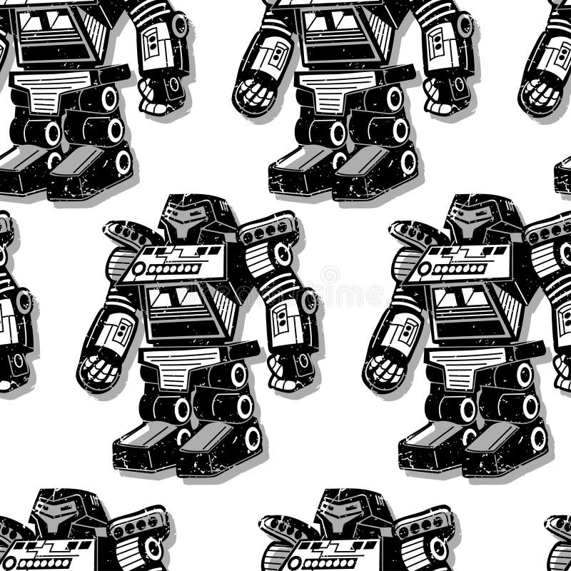 Sömlös modell för svart robotkrigare vektor illustrationer