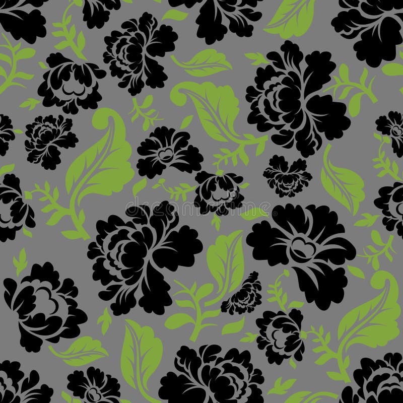 Sömlös modell för svartros Retro blom- textur royaltyfri illustrationer Sömlös modell för svartros Retro blom- textur royaltyfri illustrationer