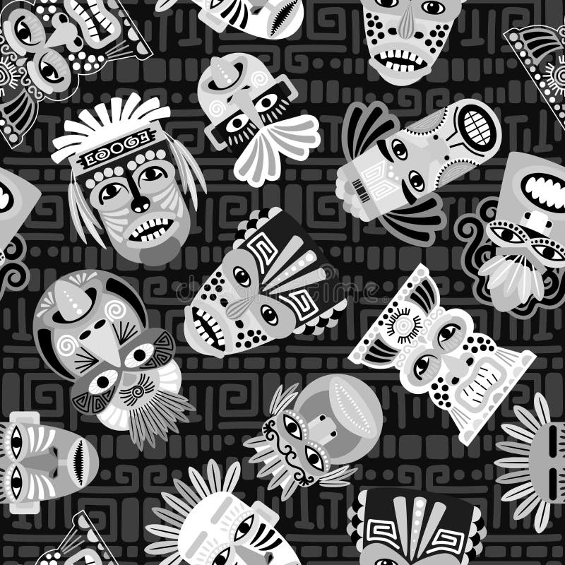 Sömlös modell för svartvita maskeringar stock illustrationer Sömlös modell för svartvita maskeringar stock illustrationer