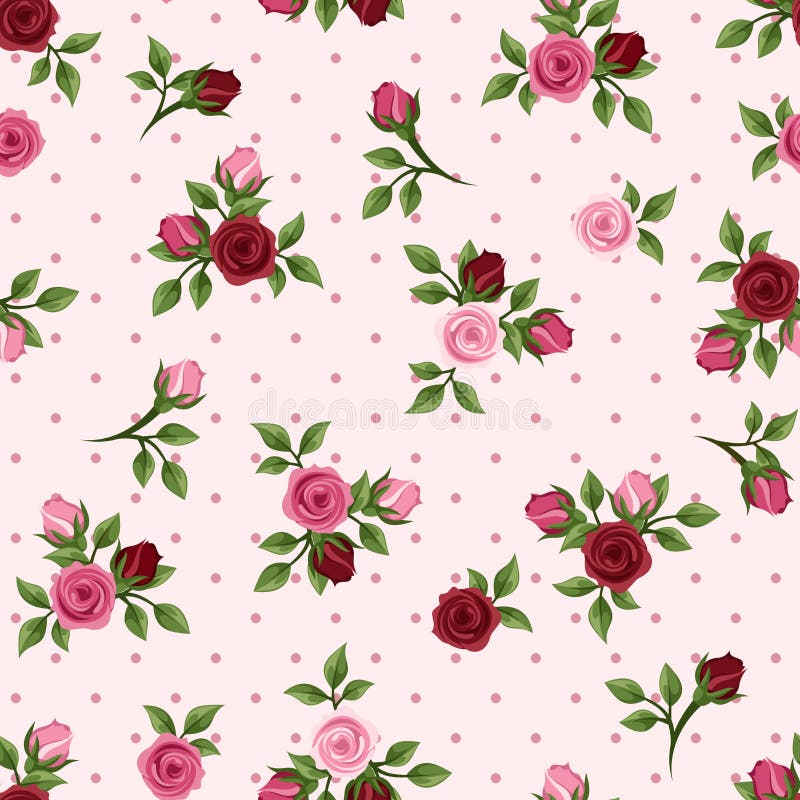 Sömlös modell för tappning med röda och rosa rosor. Vektorillustration. vektor illustrationer Sömlös modell för tappning med röda och rosa rosor. Vektorillustration. vektor illustrationer