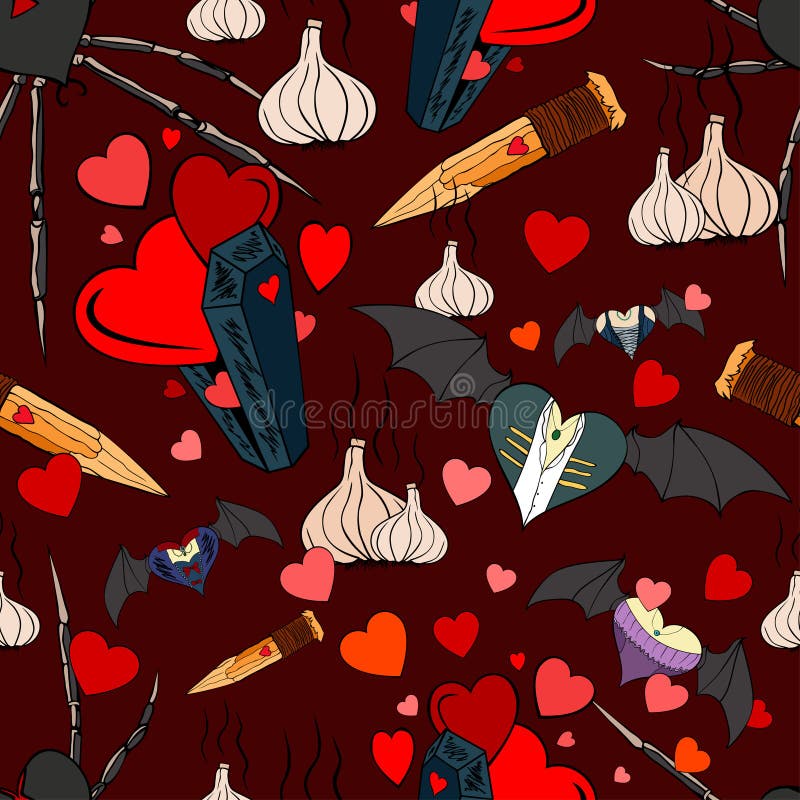 Sömlös modell för vampyr för valentindagen vektor illustrationer Sömlös modell för vampyr för valentindagen vektor illustrationer
