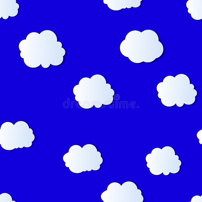 Sömlös modell för vektor: Färgrik molnig himmel, ljus blå bakgrund med vita moln vektor illustrationer Sömlös modell för vektor: Färgrik molnig himmel, ljus blå bakgrund med vita moln vektor illustrationer