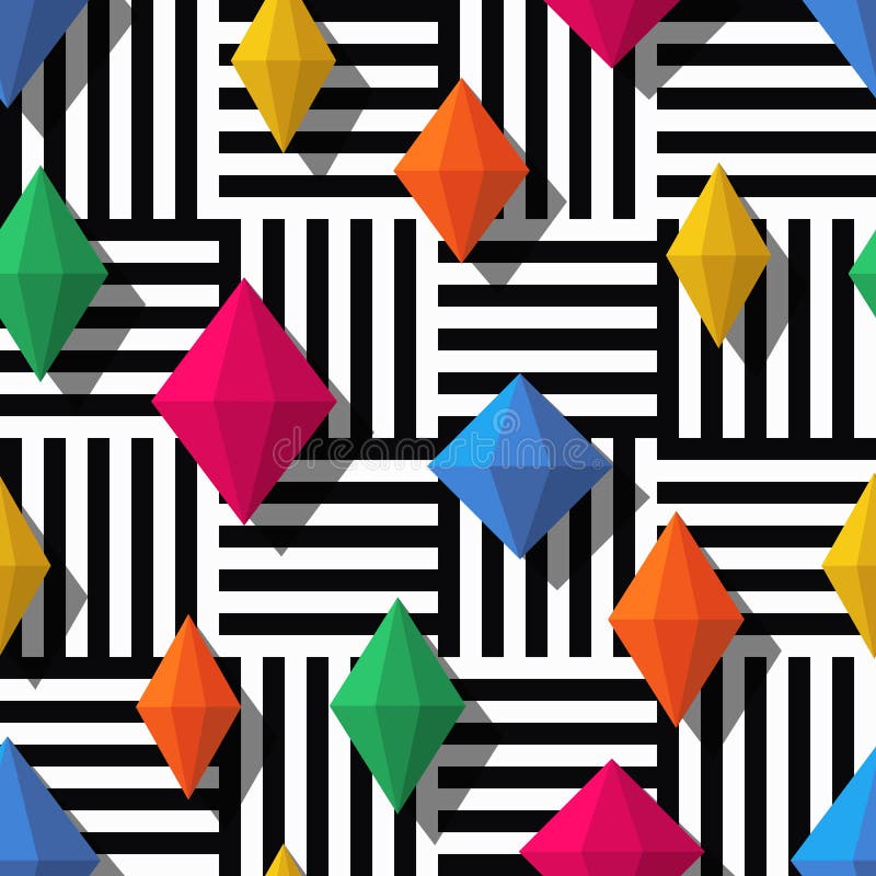 Sömlös modell för vektor med färgrika diamanter eller ädelstenar vektor illustrationer