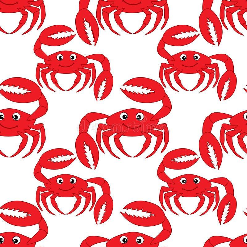 Sömlös modell för vektor med gulliga krabbor För modellvektor för krabba sömlös illustration royaltyfri illustrationer Sömlös modell för vektor med gulliga krabbor För modellvektor för krabba sömlös illustration royaltyfri illustrationer