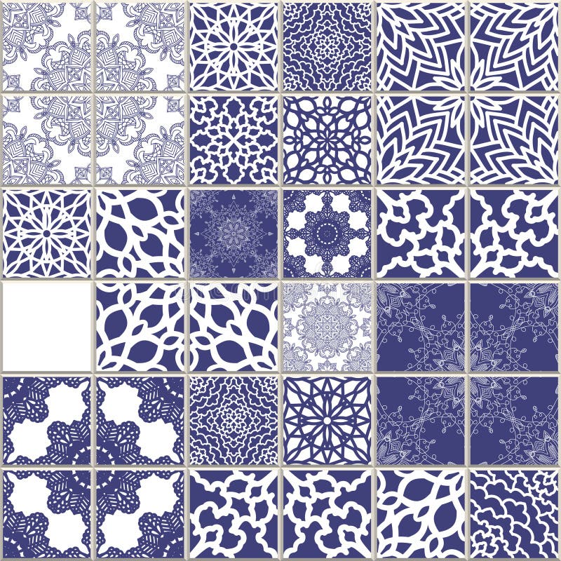 Sömlös modell för vektor som är baserad på traditionell medelhavs- stil för vägg- och golvtegelplattor Mosaisk patchworkdesign Me royaltyfri illustrationer Sömlös modell för vektor som är baserad på traditionell medelhavs- stil för vägg- och golvtegelplattor Mosaisk patchworkdesign Me royaltyfri illustrationer