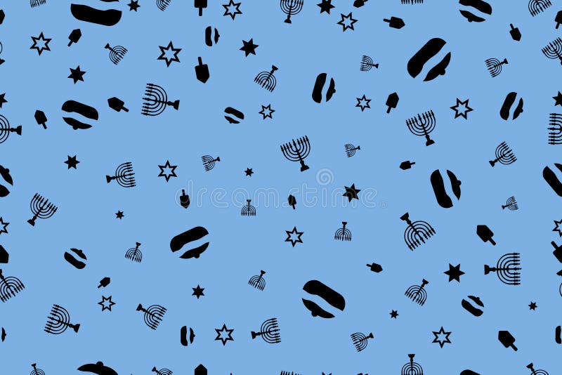 Sömlös modell med den plana linjen symboler för Chanukkah royaltyfri illustrationer Sömlös modell med den plana linjen symboler för Chanukkah royaltyfri illustrationer