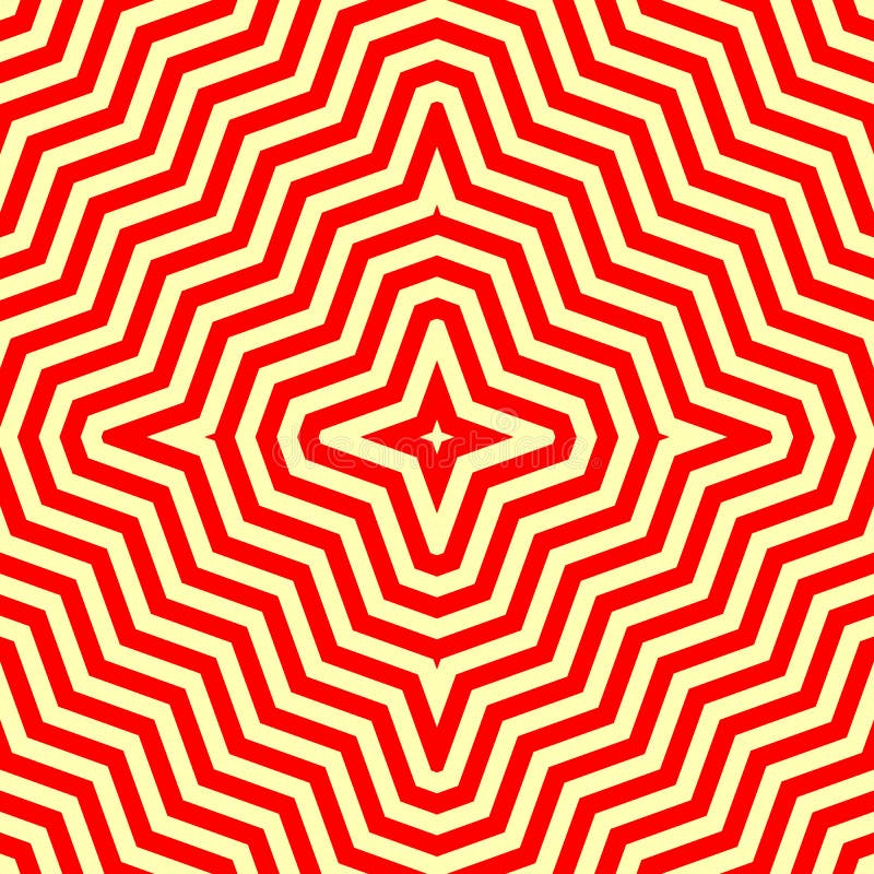 Sömlös modell med den symmetriska prydnaden Rött abstrakt begrepp på gul bakgrund psychedelic wallpaper Fodrar motiv vektor stock illustrationer Sömlös modell med den symmetriska prydnaden Rött abstrakt begrepp på gul bakgrund psychedelic wallpaper Fodrar motiv vektor stock illustrationer