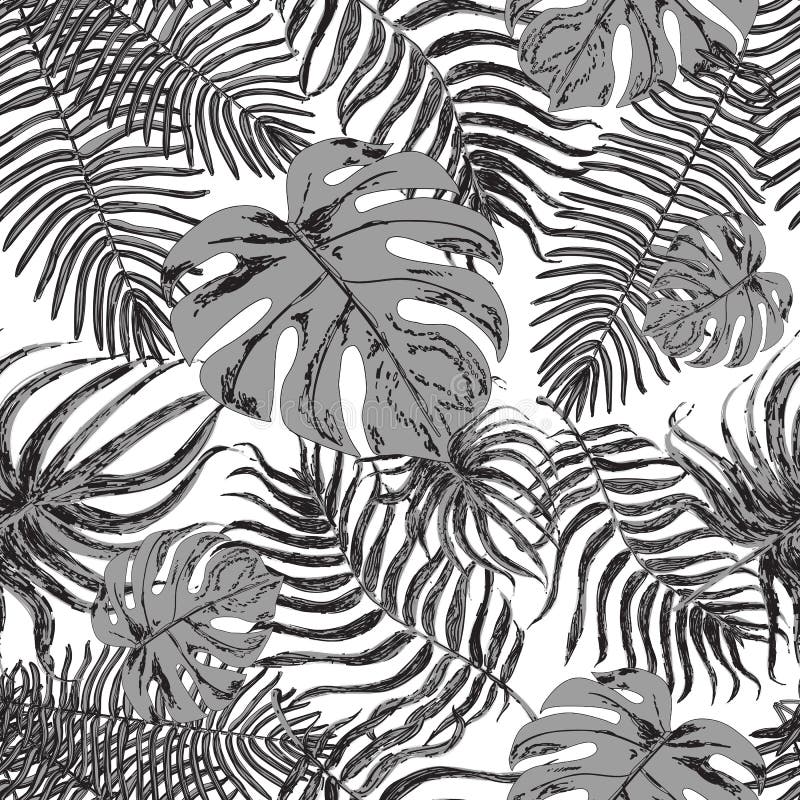 Sömlös modell med exotiska blad royaltyfri illustrationer Sömlös modell med exotiska blad royaltyfri illustrationer