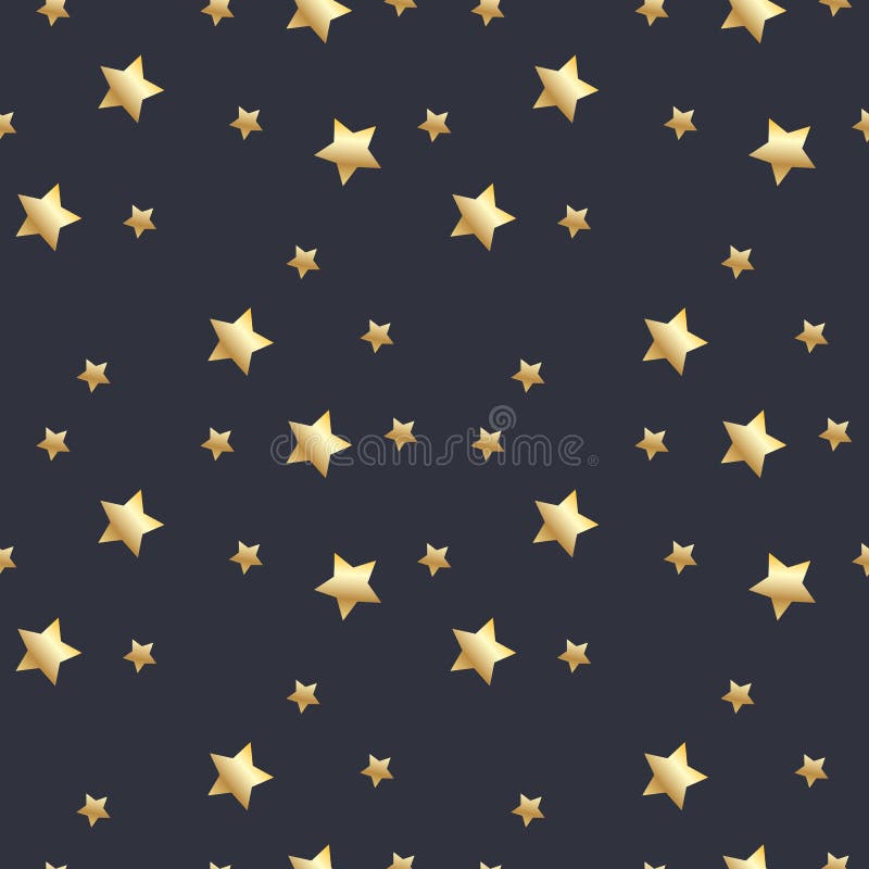 Sömlös modell med guld- stjärnor på mörk grå bakgrund också vektor för coreldrawillustration stock illustrationer Sömlös modell med guld- stjärnor på mörk grå bakgrund också vektor för coreldrawillustration stock illustrationer