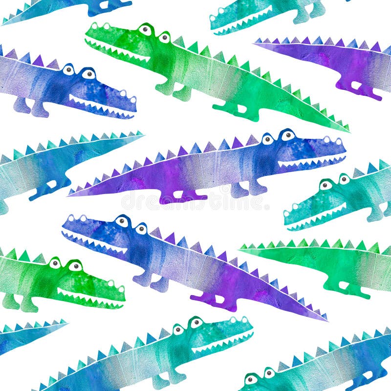 Sömlös modell med gulliga krokodiler vektor illustrationer Sömlös modell med gulliga krokodiler vektor illustrationer