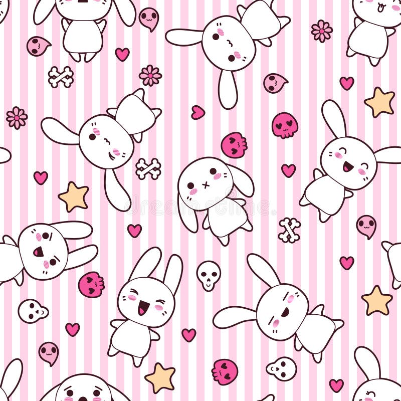 Sömlös modell med klotter Vektorkawaii stock illustrationer Sömlös modell med klotter Vektorkawaii stock illustrationer