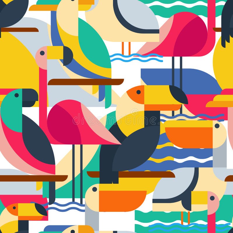 Sömlös modell med tropiska fåglar royaltyfri illustrationer Sömlös modell med tropiska fåglar royaltyfri illustrationer
