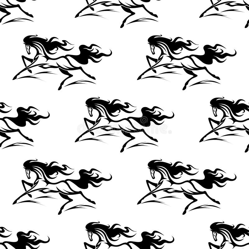 Sömlös modellbakgrund för rinnande hästar vektor illustrationer Sömlös modellbakgrund för rinnande hästar vektor illustrationer