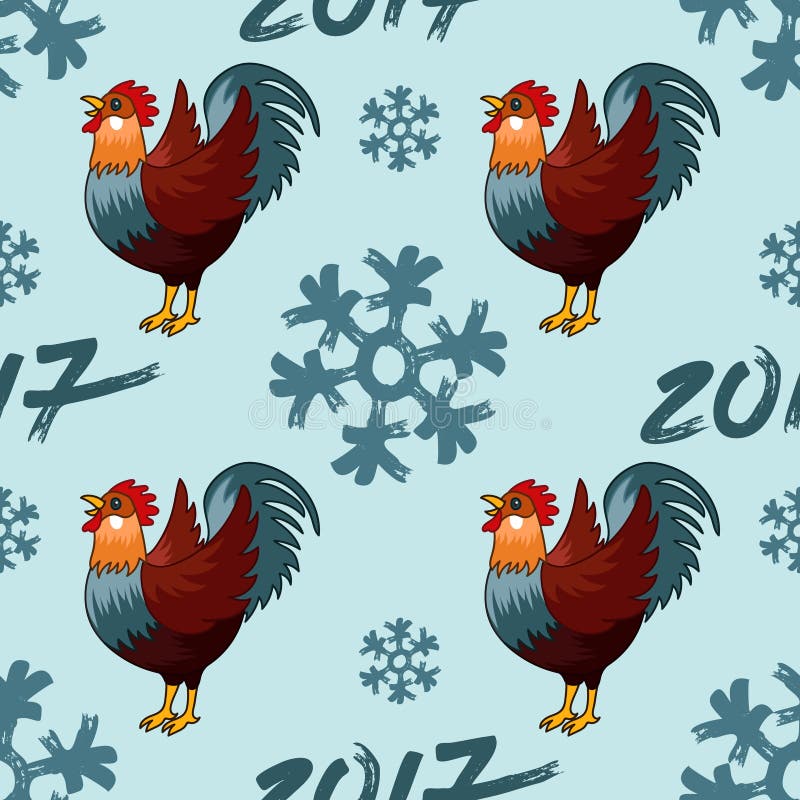 Sömlös modellillustration för röd tupphane för lyckligt nytt år 2017 vektor illustrationer Sömlös modellillustration för röd tupphane för lyckligt nytt år 2017 vektor illustrationer