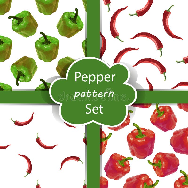 Sömlös modelluppsättning med peppar royaltyfri illustrationer Sömlös modelluppsättning med peppar royaltyfri illustrationer