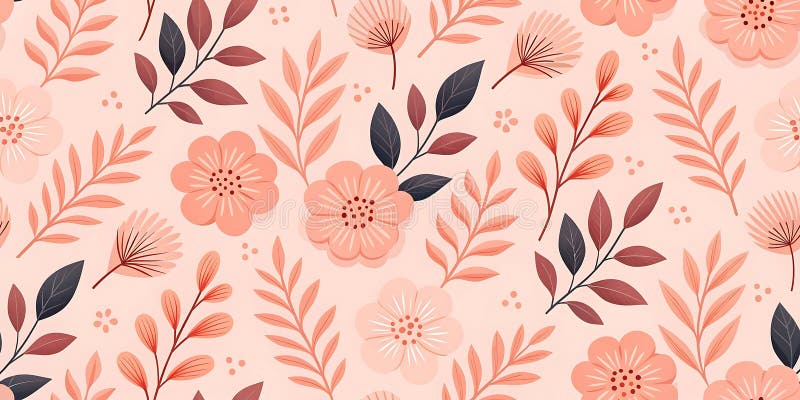 Sömlös monokromatisk blush Abstract Botanicals flormönsterdesign. stock illustrationer