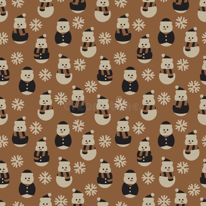 Sömlös mönsterdesign för brun jul-snowman royaltyfri illustrationer