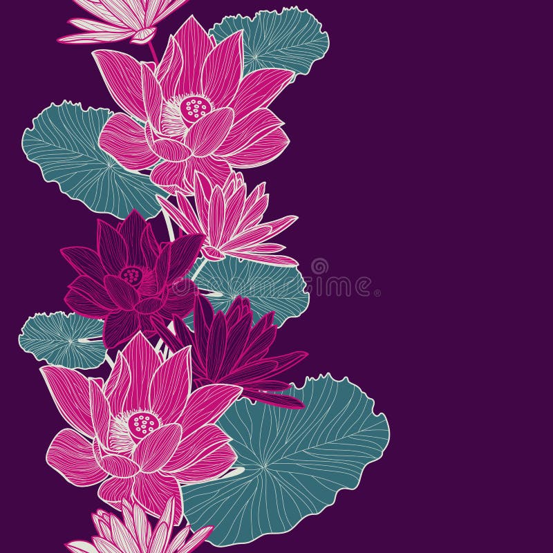 Sömlös naturbakgrund för vektor med hand drog härliga rosa färger stock illustrationer