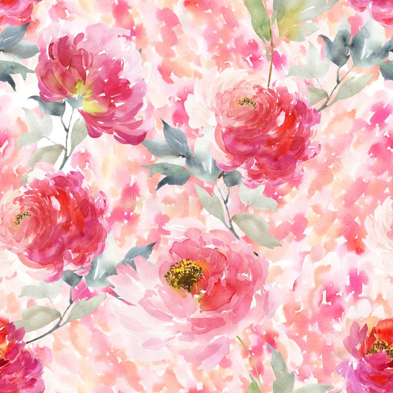 Sömlös sommarmodell med vattenfärgblommor royaltyfri illustrationer Sömlös sommarmodell med vattenfärgblommor royaltyfri illustrationer