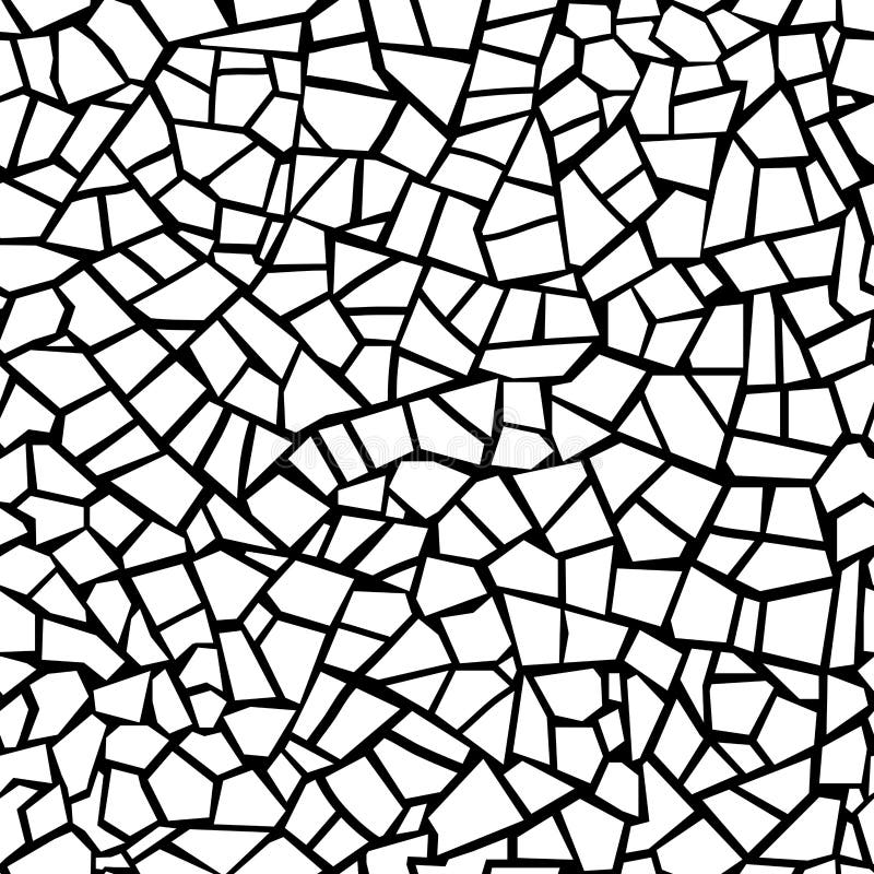 Sömlös svartvit stenmodell för vektor broken exponeringsglas abstrakt mosaikmodell
