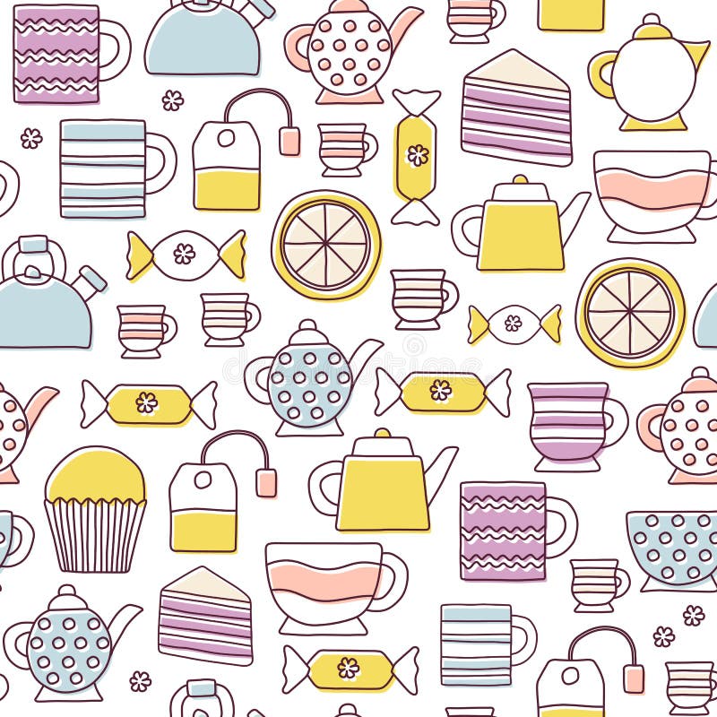 Sömlös teatimebakgrund royaltyfri illustrationer Sömlös teatimebakgrund royaltyfri illustrationer