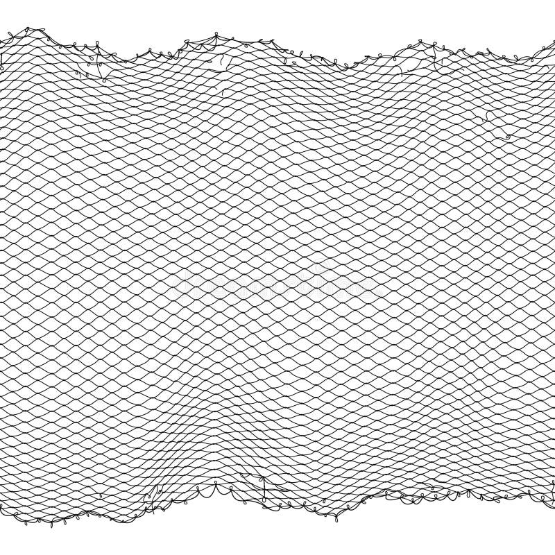 Sömlös textur för svart vektor för fiskarerep som netto isoleras på vit royaltyfri illustrationer