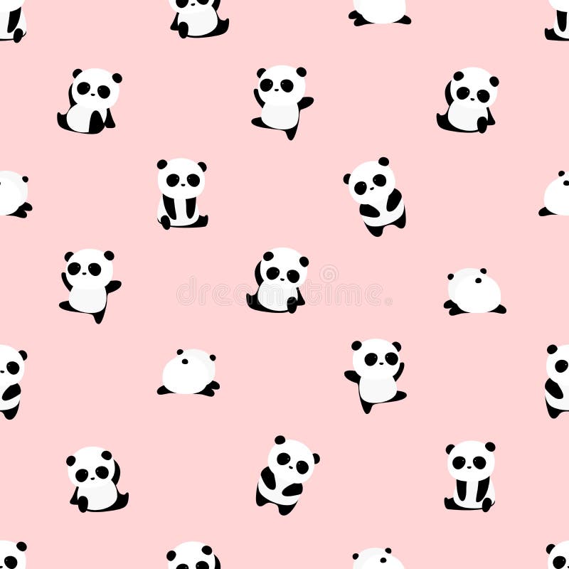 Sömlös vektormodell: modell för pandabjörn på ljus - rosa bakgrund vektor illustrationer