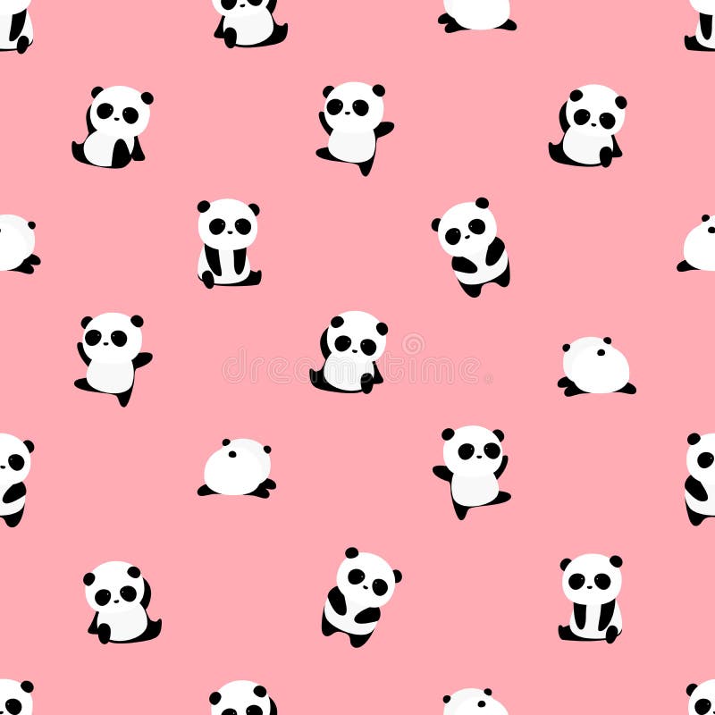 Sömlös vektormodell: modell för pandabjörn på ljus - rosa bakgrund vektor illustrationer